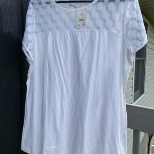 Cato White Sheer Dot Sleeve Blouse